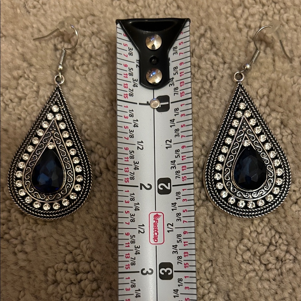 Elegant Silver and Blue Teardrop Earrings